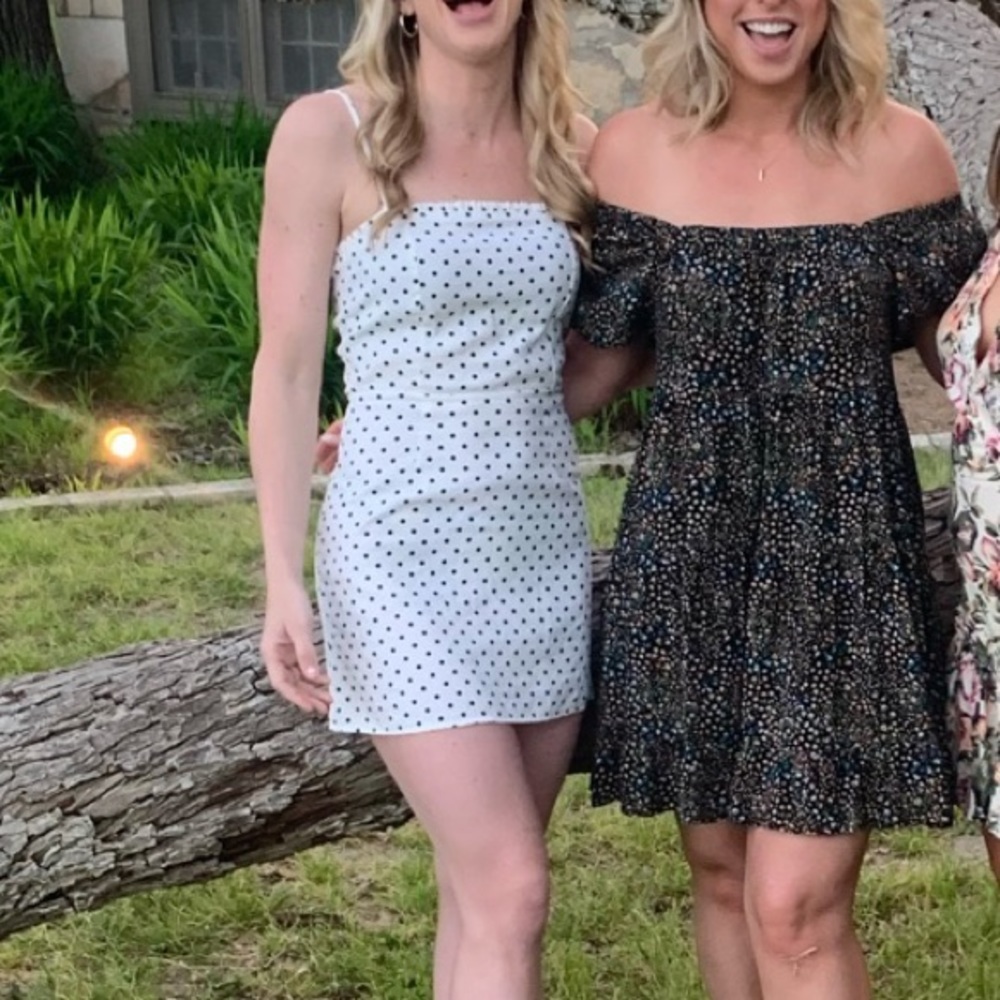 Black and white polka dot short dress